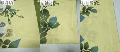 平和屋着物∴夏物　浴衣　注染　手縫い　薔薇　間道　日本製　綿　逸品　CABH1268ng