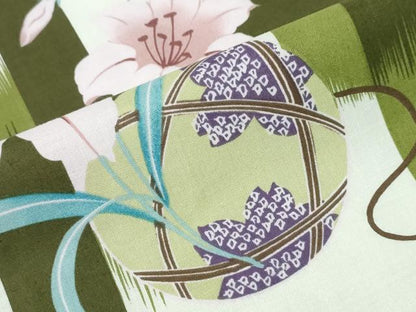 平和屋着物∴夏物　浴衣　百合　鞠花文　綿　逸品　CABH1271ng