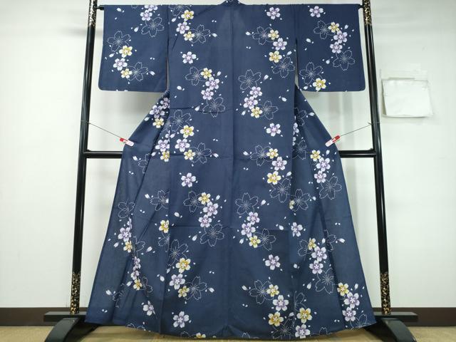 平和屋着物∴夏物　浴衣　舞桜　綿　逸品　CABH1272ng