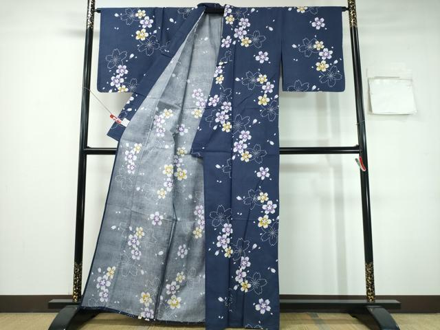 平和屋着物∴夏物　浴衣　舞桜　綿　逸品　CABH1272ng