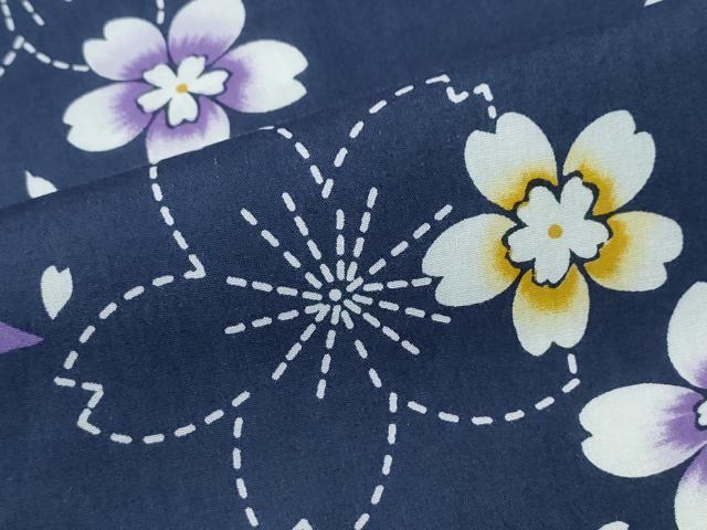 平和屋着物∴夏物　浴衣　舞桜　綿　逸品　CABH1272ng