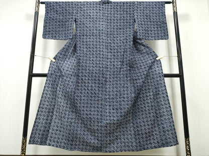 平和屋着物∴夏物　浴衣　有松鳴海絞り　幾何学文様　綿　逸品　CABH1278ng
