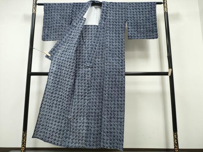 平和屋着物∴夏物　浴衣　有松鳴海絞り　幾何学文様　綿　逸品　CABH1278ng