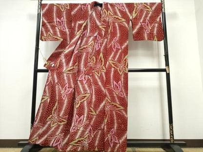 平和屋着物∴夏物　浴衣　有松鳴海絞り　流水舞蝶文　綿　逸品　CABH1279ng