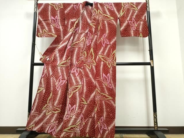 平和屋着物∴夏物　浴衣　有松鳴海絞り　流水舞蝶文　綿　逸品　CABH1279ng
