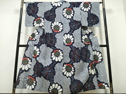 平和屋着物∴夏物　浴衣　有松鳴海絞り　枝菊文　綿　逸品　CABH1280ng