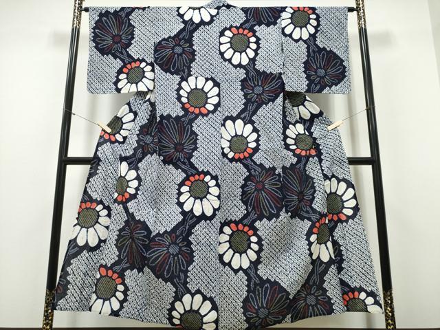 平和屋着物∴夏物　浴衣　有松鳴海絞り　枝菊文　綿　逸品　CABH1280ng