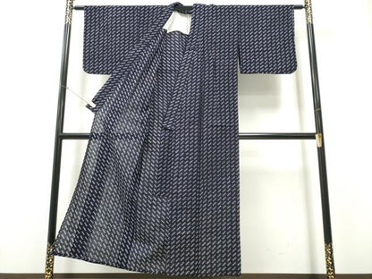 平和屋着物∴夏物　浴衣　有松鳴海絞り　斜線文　綿　逸品　CABH1281ng