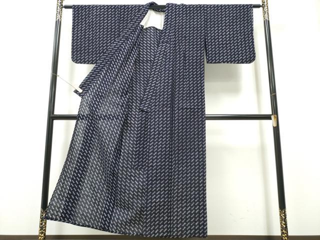 平和屋着物∴夏物　浴衣　有松鳴海絞り　斜線文　綿　逸品　CABH1281ng