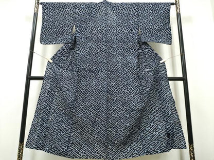 平和屋着物∴夏物　浴衣　有松鳴海絞り　紗綾形地紋　綿　逸品　CABH1282ng