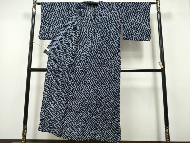 平和屋着物∴夏物　浴衣　有松鳴海絞り　紗綾形地紋　綿　逸品　CABH1282ng