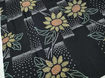 平和屋着物∴夏物　浴衣　有松鳴海絞り　菊文　黒地　綿　逸品　未使用　CABH1283ng