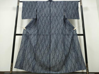 平和屋着物∴夏物　浴衣　有松鳴海絞り　立涌文様　綿　逸品　CABH1286ng