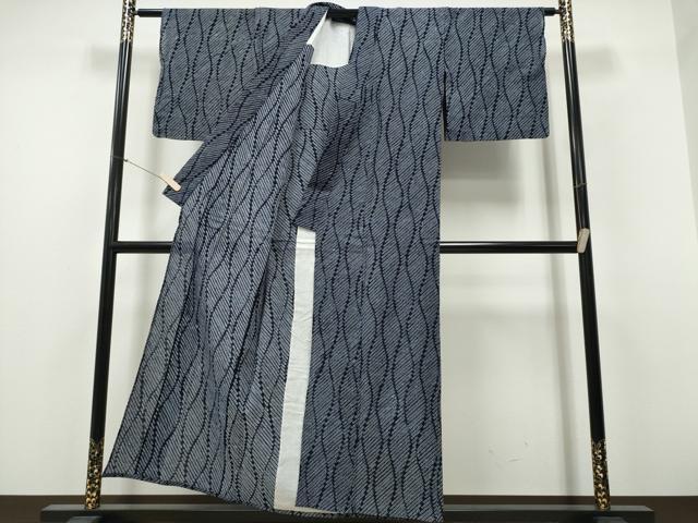 平和屋着物∴夏物　浴衣　有松鳴海絞り　立涌文様　綿　逸品　CABH1286ng