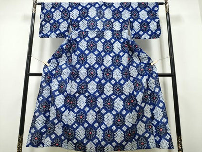 平和屋着物∴夏物　浴衣　有松鳴海絞り　天井菊文　綿　逸品　CABH1288ng