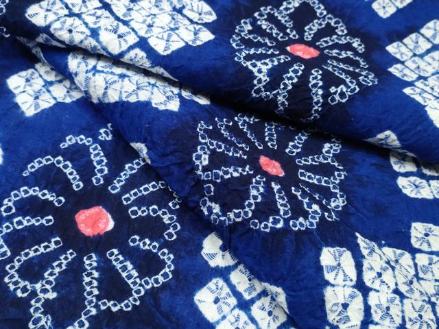 平和屋着物∴夏物　浴衣　有松鳴海絞り　天井菊文　綿　逸品　CABH1288ng