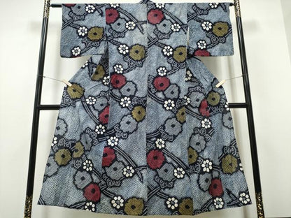 平和屋着物∴夏物　浴衣　有松鳴海絞り　枝菊文　綿　逸品　CABH1289ng