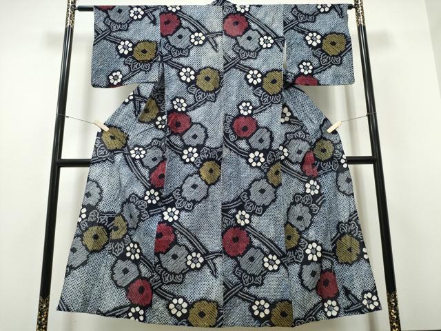 平和屋着物∴夏物　浴衣　有松鳴海絞り　枝菊文　綿　逸品　CABH1289ng