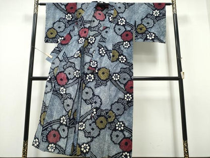 平和屋着物∴夏物　浴衣　有松鳴海絞り　枝菊文　綿　逸品　CABH1289ng