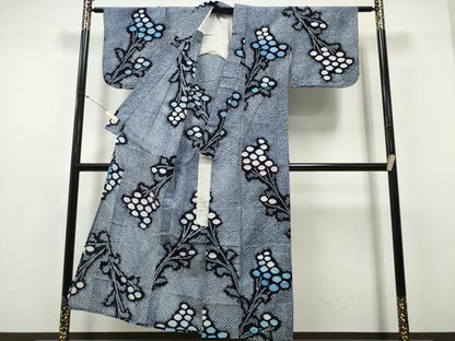 平和屋着物∴夏物　浴衣　有松鳴海絞り　枝花文　綿　逸品　CABH1290ng