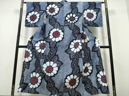 平和屋着物∴夏物　浴衣　有松鳴海絞り　菊文　綿　逸品　CABH1291ng