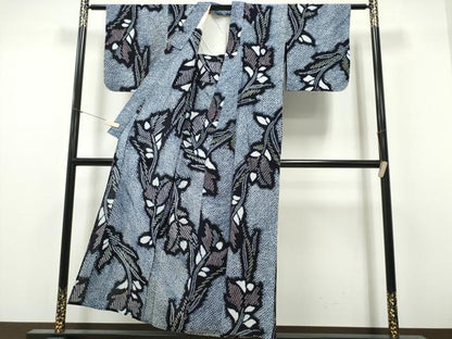 平和屋着物∴夏物　浴衣　有松鳴海絞り　草花文　綿　逸品　CABH1292ng