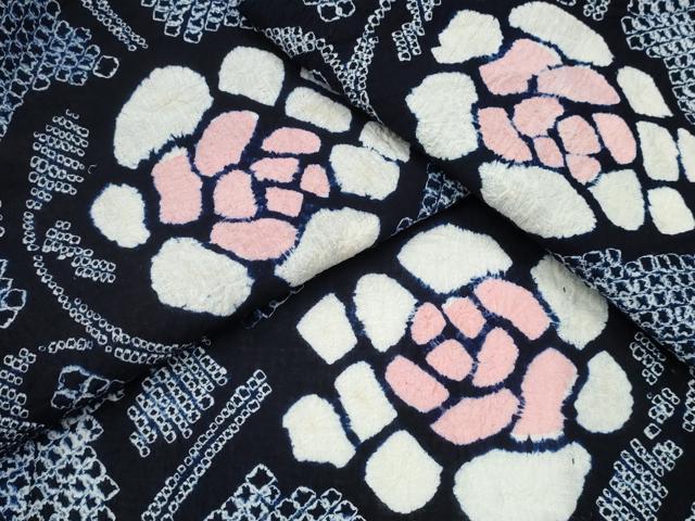 平和屋着物∴夏物　浴衣　有松鳴海絞り　枝薔薇　綿　逸品　CABH1295ng