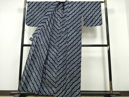 平和屋着物∴夏物　浴衣　有松鳴海絞り　斜線文　綿　逸品　CABH1296ng
