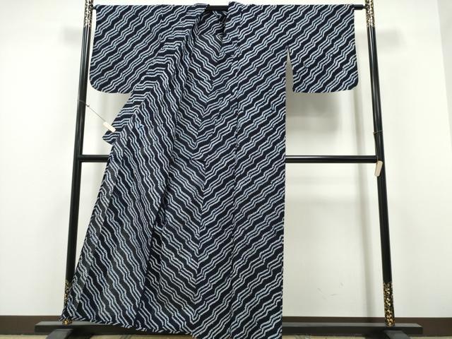 平和屋着物∴夏物　浴衣　有松鳴海絞り　斜線文　綿　逸品　CABH1296ng