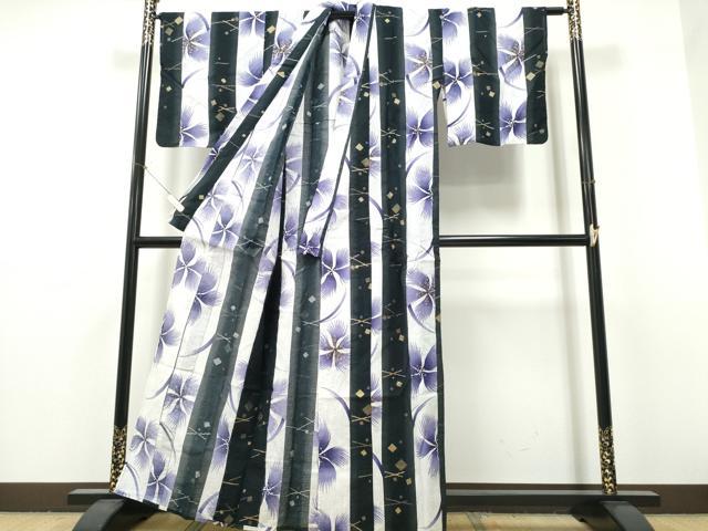 平和屋着物∴夏物　浴衣　撫子　間道　金彩　綿　逸品　CABH1298ng