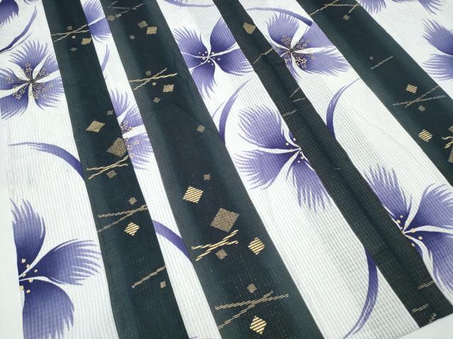 平和屋着物∴夏物　浴衣　撫子　間道　金彩　綿　逸品　CABH1298ng