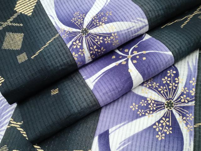平和屋着物∴夏物　浴衣　撫子　間道　金彩　綿　逸品　CABH1298ng