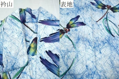 平和屋着物∴夏物　浴衣　注染　手縫い　蜻蛉　トンボ　綿　逸品　CABH1300ng