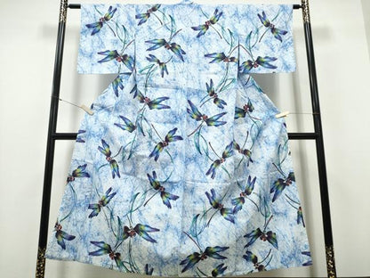 平和屋着物∴夏物　浴衣　注染　手縫い　蜻蛉　トンボ　綿　逸品　CABH1300ng