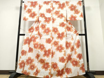 平和屋着物∴夏物　浴衣　綿紅梅　舞桜　綿　逸品　CABH1305ng