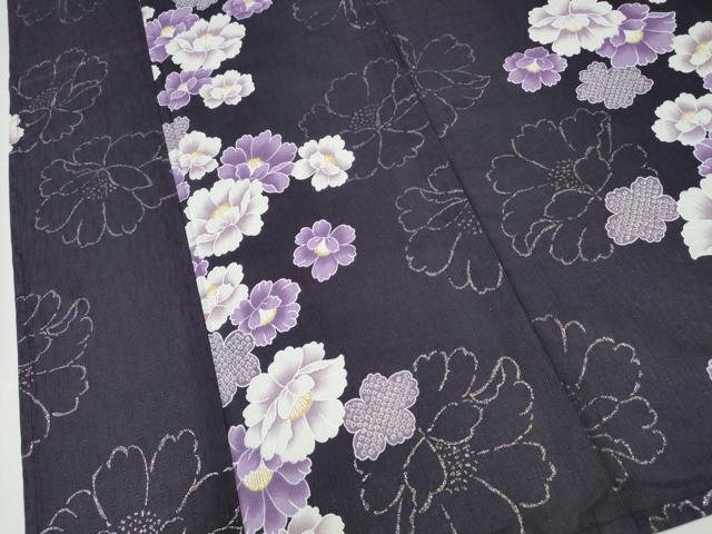 平和屋着物∴夏物　浴衣　牡丹　ラメ　金彩　綿　逸品　CABH1306ng
