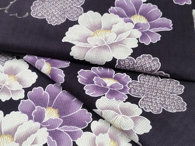 平和屋着物∴夏物　浴衣　牡丹　ラメ　金彩　綿　逸品　CABH1306ng