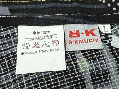 平和屋着物∴夏物　男性　リョウコキクチ　Ryoko Kikuchi　浴衣　綿紅梅　切嵌吉祥文　黒地　ラメ糸　綿　逸品　未使用　CABH1307ng