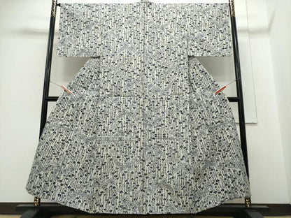 平和屋着物∴夏物　浴衣　注染　手縫い　枝松文　日本製　綿　逸品　CABH1312ng