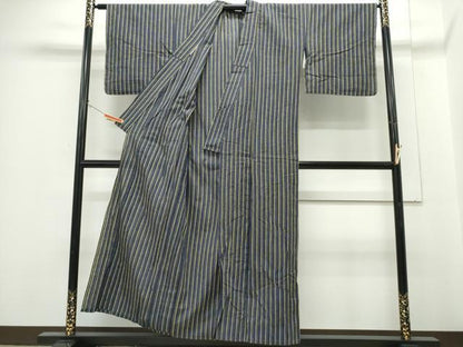 平和屋着物∴夏物　浴衣　縞　綿　逸品　CABH1313ng