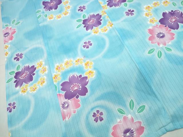 平和屋着物∴夏物　浴衣　綿紅梅　舞桜　綿　逸品　未使用　CABH1316ng