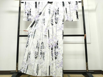 平和屋着物∴夏物　浴衣　綿紅梅　枝垂れ桜　綿　逸品　CABH1317ng