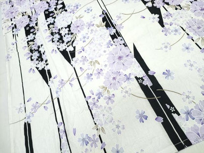 平和屋着物∴夏物　浴衣　綿紅梅　枝垂れ桜　綿　逸品　CABH1317ng