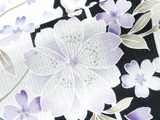 平和屋着物∴夏物　浴衣　綿紅梅　枝垂れ桜　綿　逸品　CABH1317ng