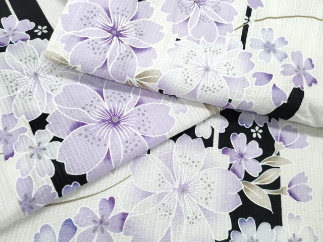 平和屋着物∴夏物　浴衣　綿紅梅　枝垂れ桜　綿　逸品　CABH1317ng