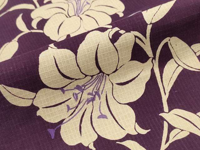 平和屋着物∴夏物　浴衣　綿紅梅　手縫い　百合　日本製　綿　逸品　CABH1319ng