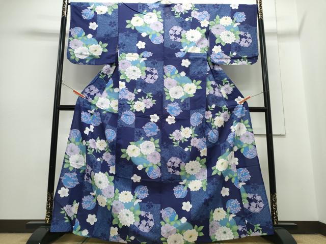 平和屋着物∴夏物　浴衣　花丸文　日本製　綿　逸品　CABH1322ng