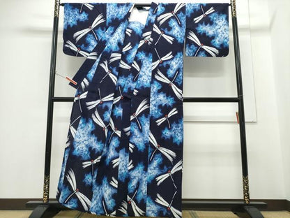平和屋着物∴夏物　浴衣　注染　蜻蛉　トンボ　日本製　綿　逸品　CABH1323ng