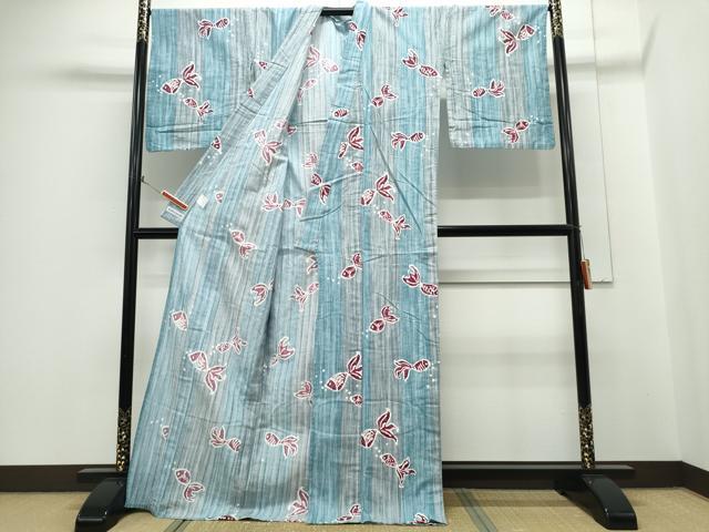 平和屋着物∴夏物　西陣　川島織物セルコン謹製　浴衣　金魚　綿　逸品　CABH1326ng