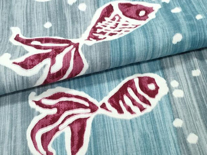 平和屋着物∴夏物　西陣　川島織物セルコン謹製　浴衣　金魚　綿　逸品　CABH1326ng